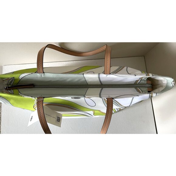 New Tory Burch Twisty Flower Ella Nylon Printed Tote Chartreuse - Picture 6 of 6